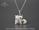 18K Gold Plated Squirrel Necklace: Sterling Silver Animal Pendant