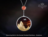 Agate Bird Pendant Necklace: Handmade Sterling Silver Sunset Jewelry