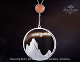Agate Bird Pendant Necklace: Handmade Sterling Silver Sunset Jewelry