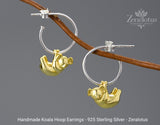 Koala Hoop Earrings, 18K Gold Plated 925 Sterling Silver Fine Jewelry by Zeralotus
