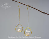 Pine Tree Pearl Drop Earrings: Handmade Sterling Silver Fine Jewelry